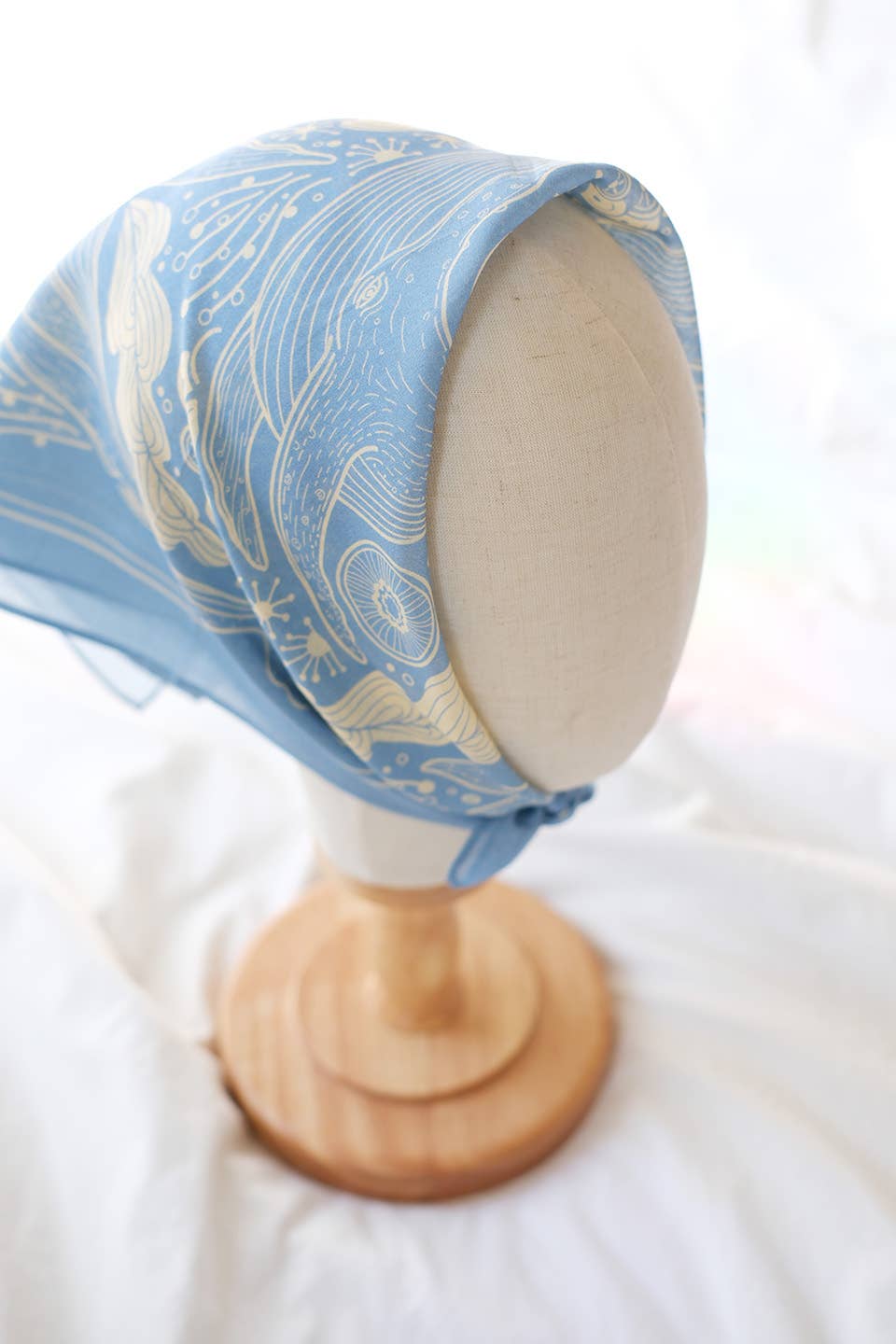 sol&mar art co. - Wholesale Bandana - Unisex - Whale, and the Ocean Bandana Scarf (Light Blue)5