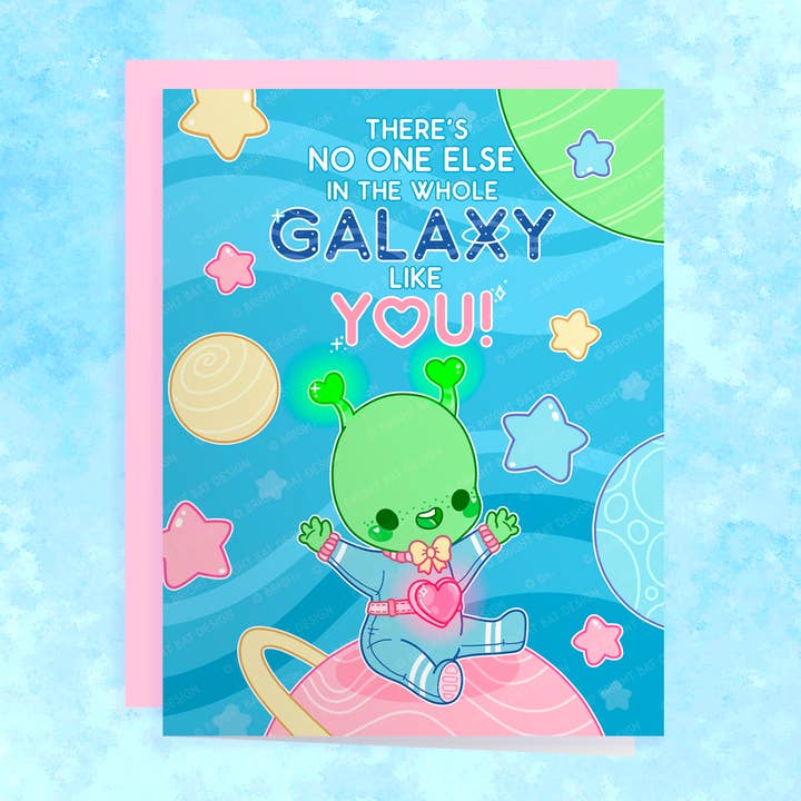 Carte de Saint-Valentin extraterrestre pour la vente par Bright Bat Design