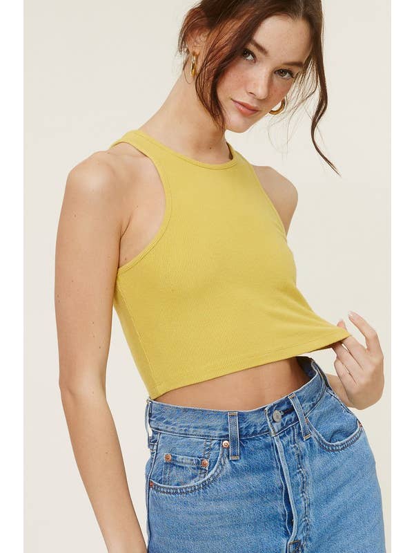 Mimosa - Wholesale Tank Top - Women's - Soft Basic Fitted Sleeveless Crop Tank Top