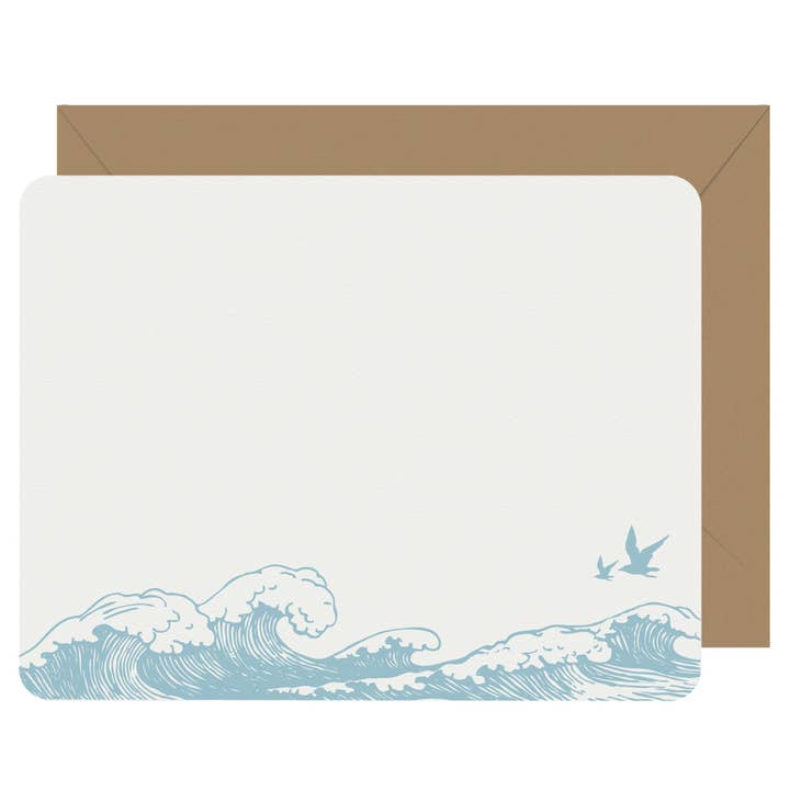 Letterpress Jess - Wholesale Stationery/Notecard Set - Note Cards Letterpress Ocean Breeze - Boxed Set of 8