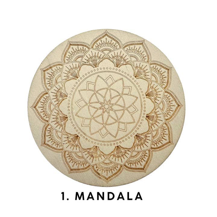 Arabella Crystals - Venta al por mayor Tablero de cristales energéticos - Placa de Cristal Grabada en Madera para Intenciones de Cristales