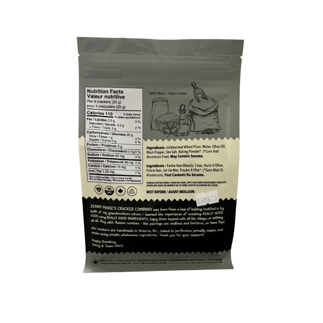 Jenny Marie's Cracker Company - Vente Biscuit salé - Crackers Gourmets au Poivre et Sel Marin – Végétaliens, Artisans2
