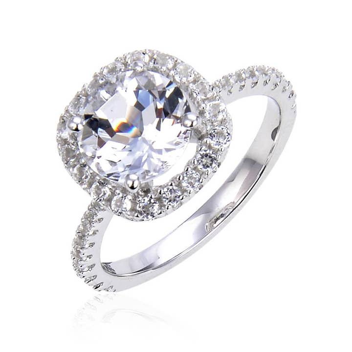 FCJ Jewelry LLC – wholesale Engagement ring – 925 Sterling Silver White Topaz Halo Engagment Ring2