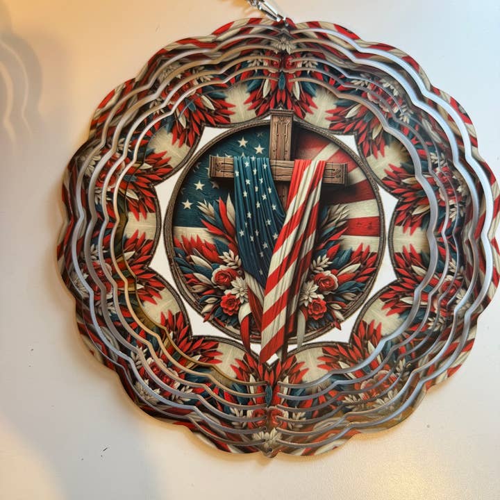 Flag and Cross Wind Spinner, Flag Spinner, Cross Spinner for wholesale by LakeDazes