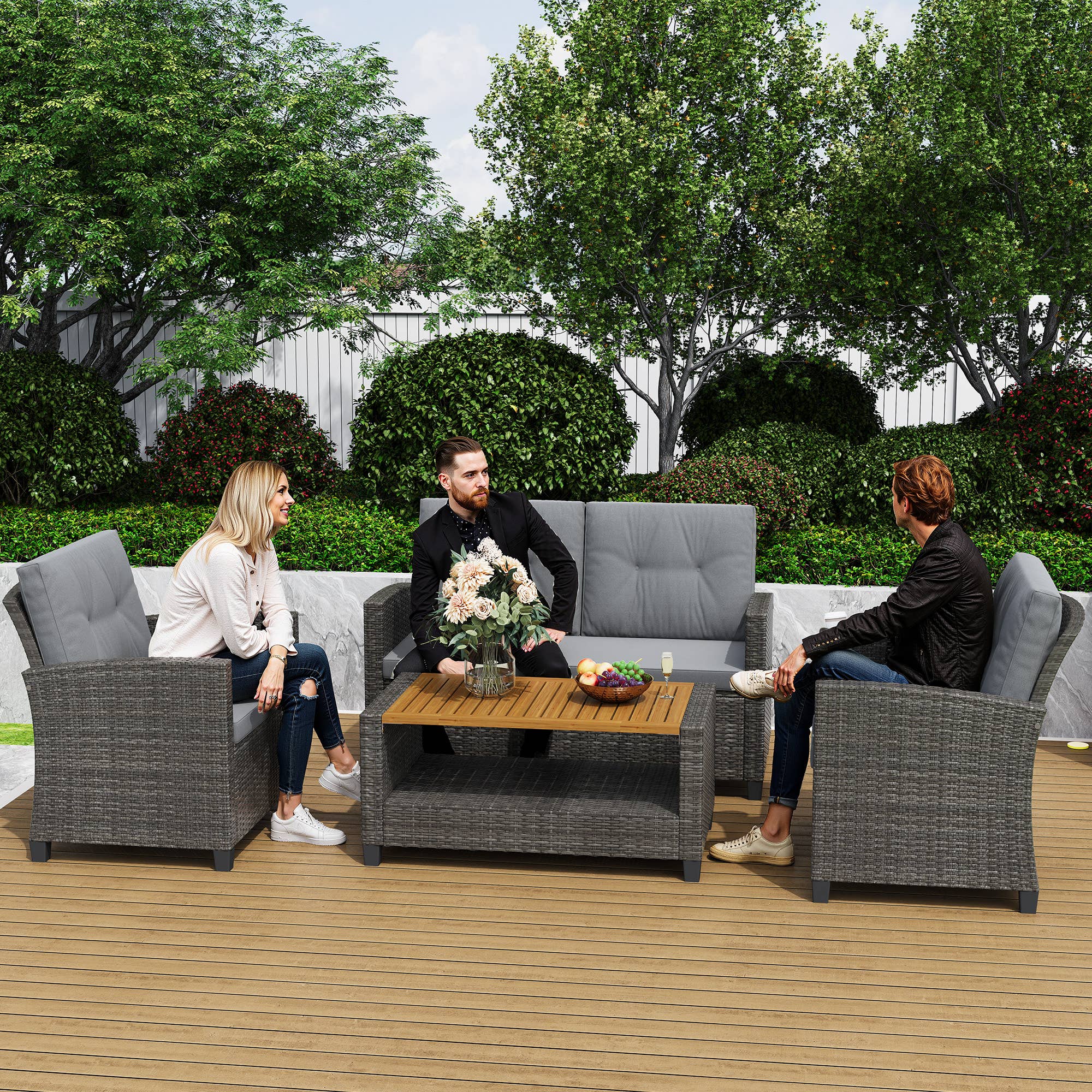 Heynemo - Wholesale Patio Set - 4-Piece Patio Furniture Set, Wicker Patio Conversation Set2