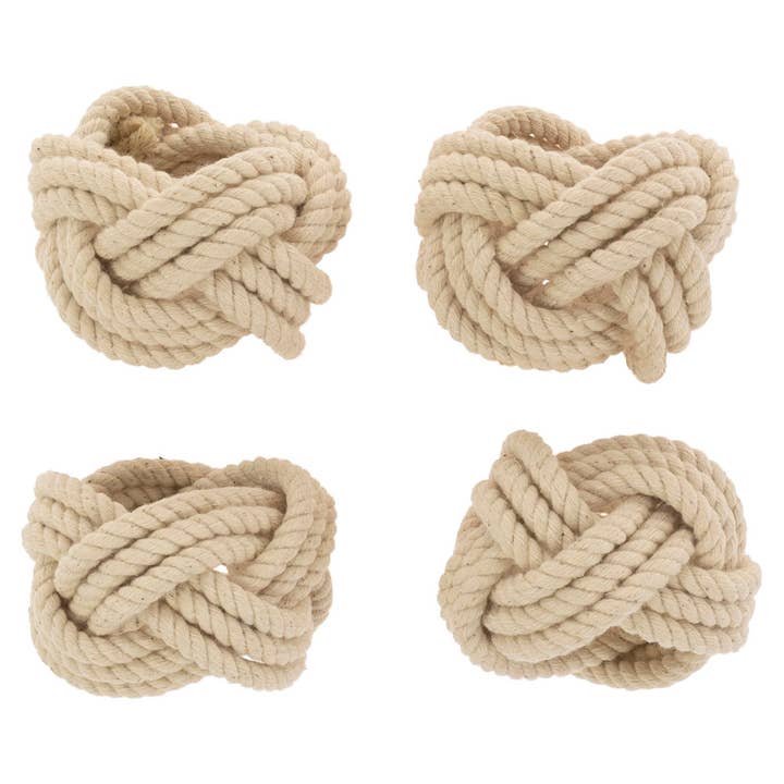 Boston International - Wholesale Napkin Ring - Sailors Knot Cotton Napkin Rings Set of 4