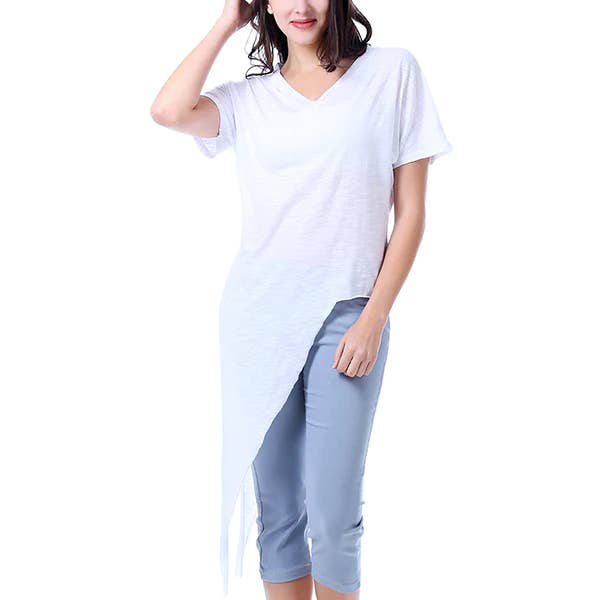 Mad Style - Wholesale T-Shirt - Women's - M2O: White Peekaboo Cut And Tie T-Shirt