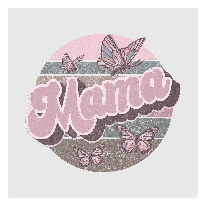 Flawless Transfers - Wholesale Sublimation Transfer - Mama Retro Round Butterfly DTF Transfer