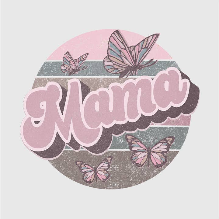 Flawless Transfers - Wholesale Sublimation Transfer - Mama Retro Round Butterfly DTF Transfer0