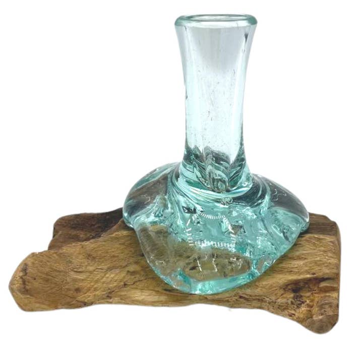 Small Fused Glass Vase on Wood for wholesale by AW Artisan