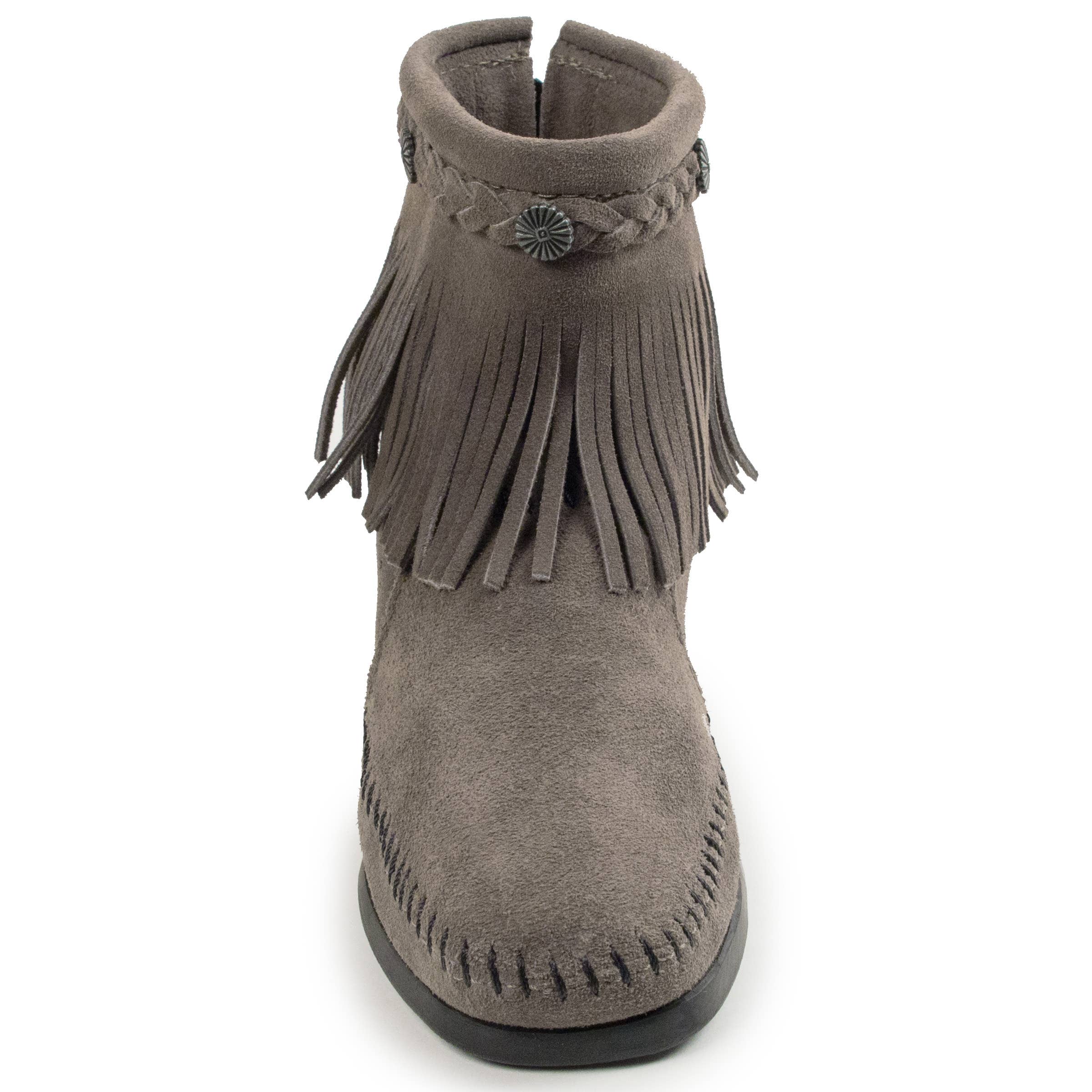 Minnetonka - Wholesale Booties - Women's - Women's Suede Fringe High Top Back Zip Ankle Boot Bootie2