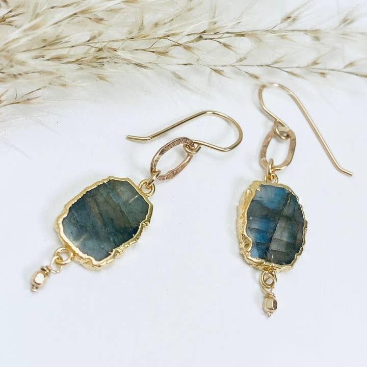 Labradorite Beam Earrings for wholesale by Laura J Designs
