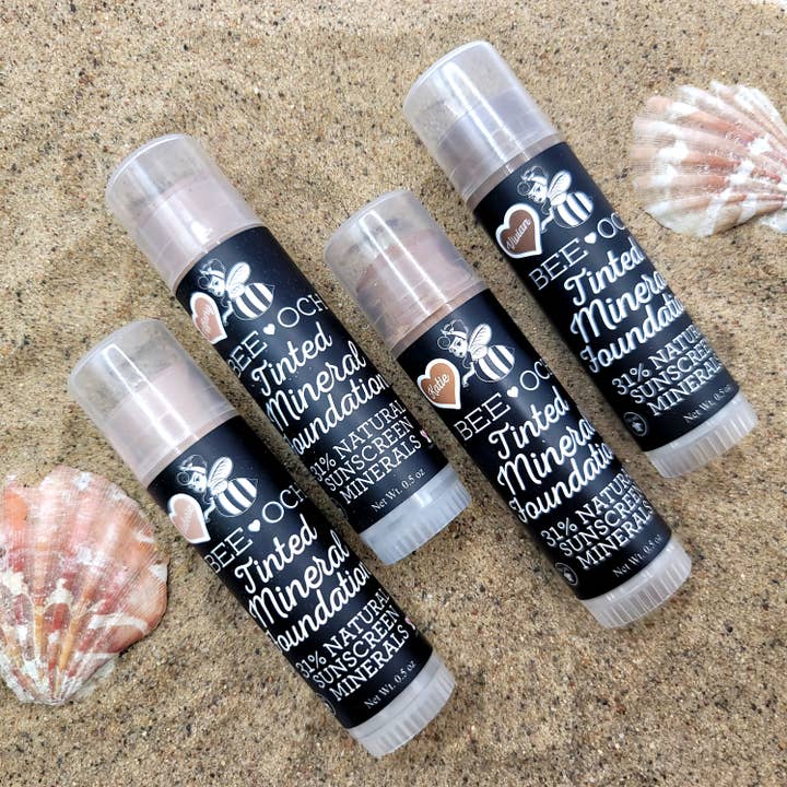 BEE-OCH Organics - Wholesale Sunscreen - Tinted Mineral Foundation - 31% Zinc Oxide - FREE DISPLAYS!
