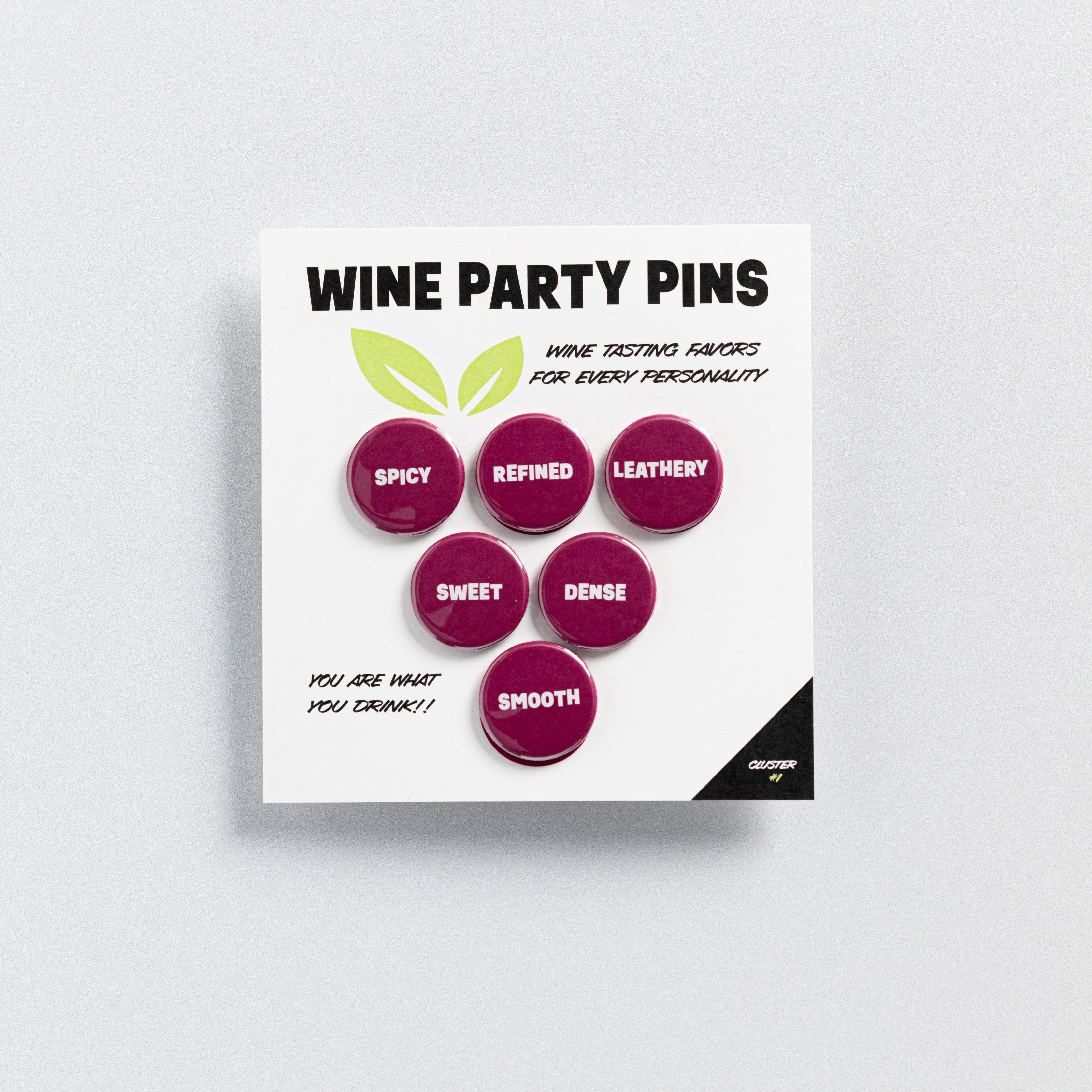 Questionable Designs - Wholesale Lapel Pin/Button - Wine Party Pins-Cluster
