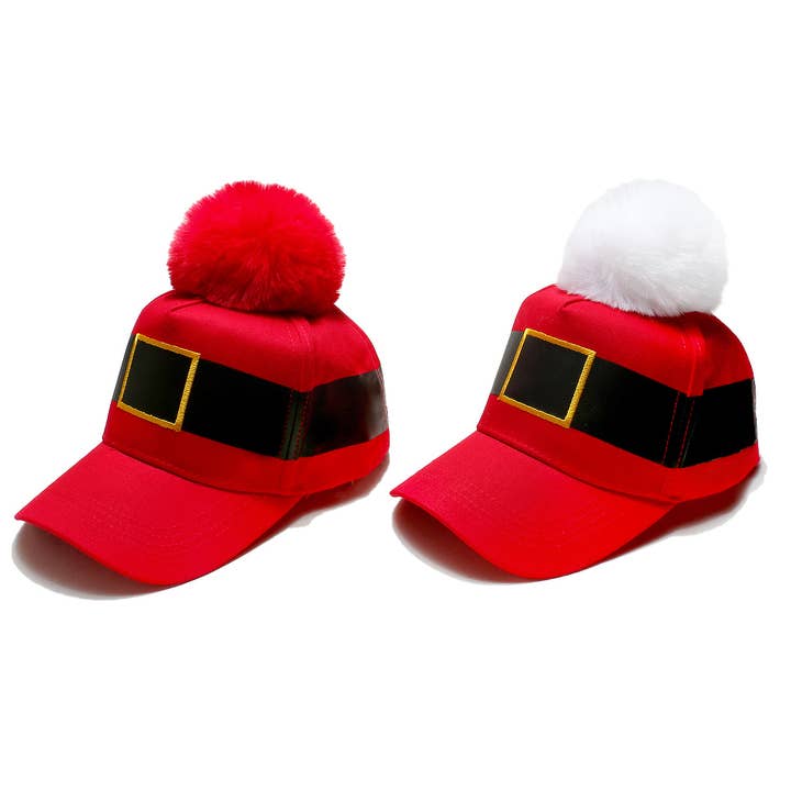 MKS America - Wholesale Baseball Cap - Women's - Belt Furball Christmas Hat Baseball Cap2