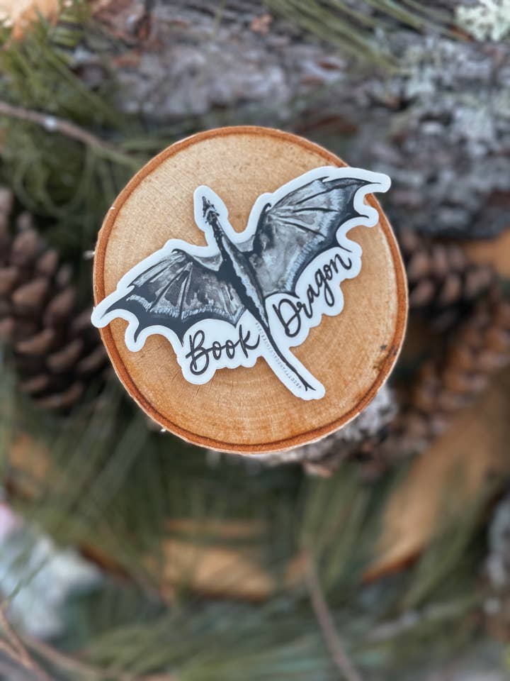 Book Dragon Weatherproof Sticker Fourth Wing Inspired for wholesale by Scotty + Calvin Designs
