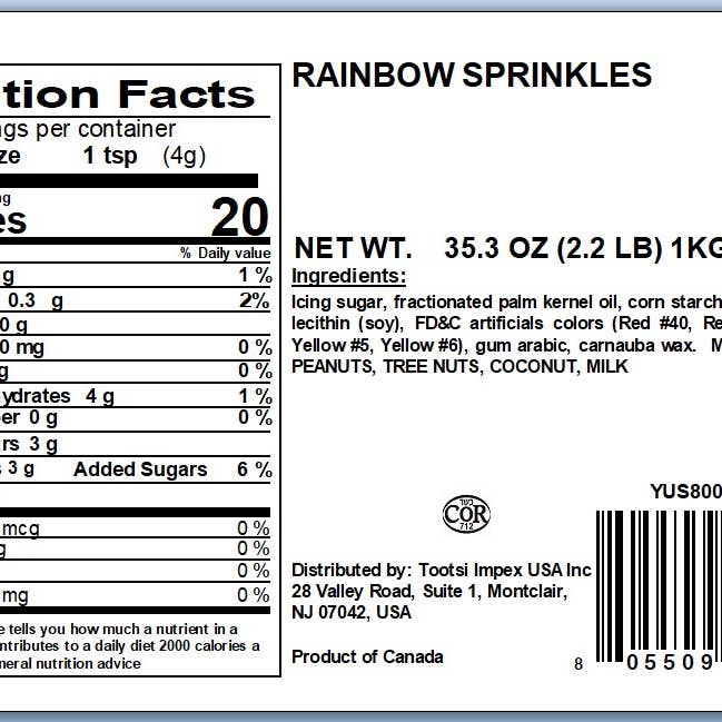 Yupik - Wholesale Sprinkles - Yupik Rainbow Sprinkles, 2.2 Pound