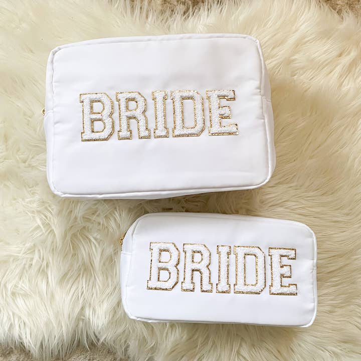 The Loki Shop - Wholesale Makeup/Cosmetic Bag - Bride Pouch With Patches XL or L Makeup Bag For Bridal Shop2