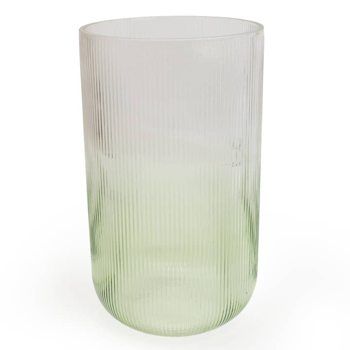 Candlelight Products Ltd – wholesale Vase – Two Tone Clear & Green Ridged Glass Vase 26cm 1PK1