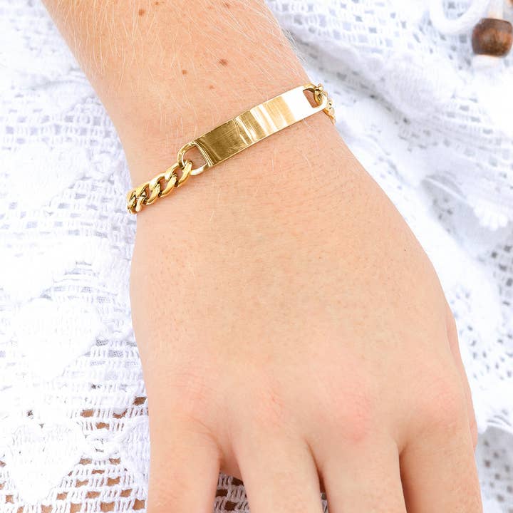 WJW - Wholesale Link & Chain Bracelet - Stainless Steel Blank ID Curved Bar Bracelet4