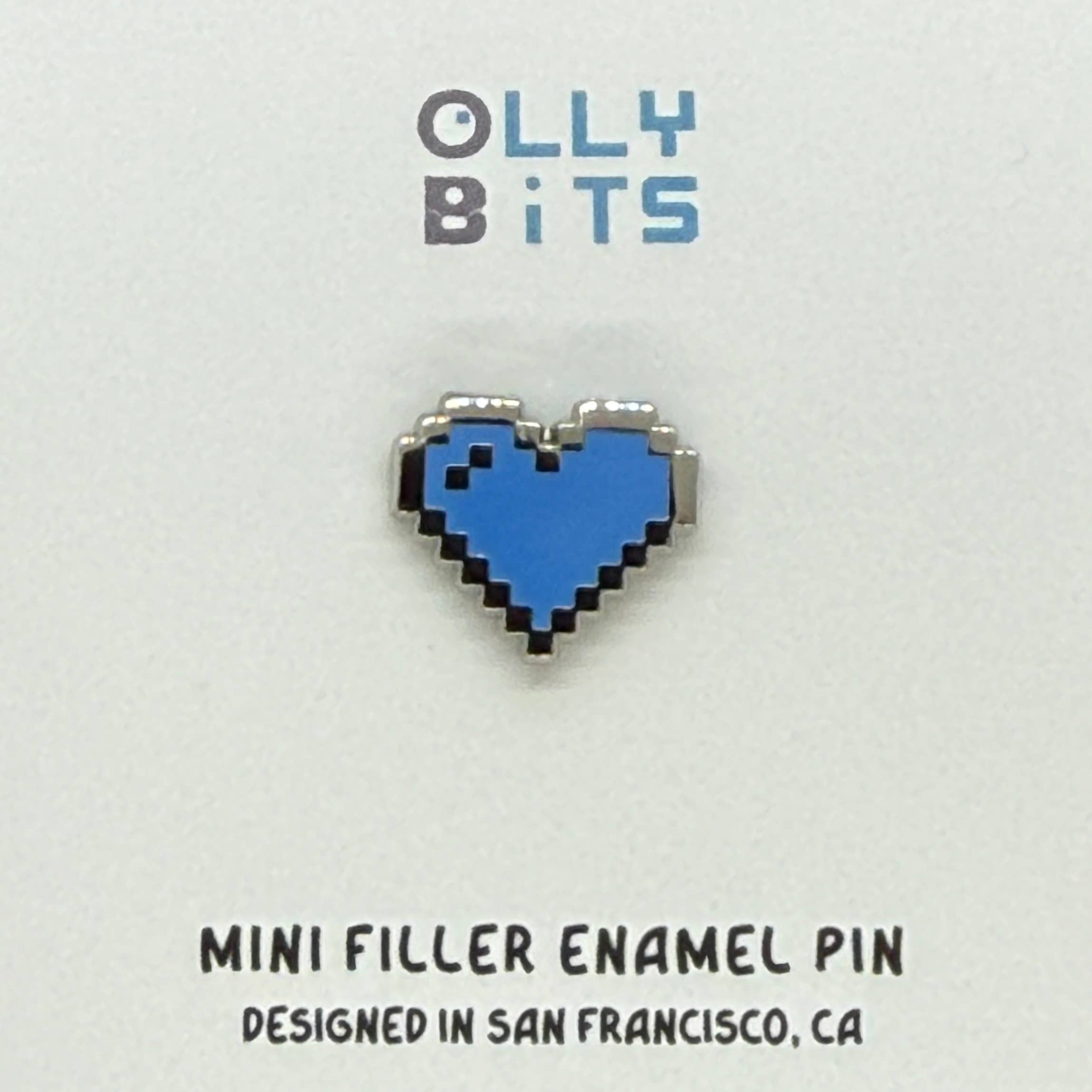 Ollybits Pixel Art - Wholesale Lapel Pin/Button - Cyan (Blue) Pixel Heart Mini Filler Enamel Pin3