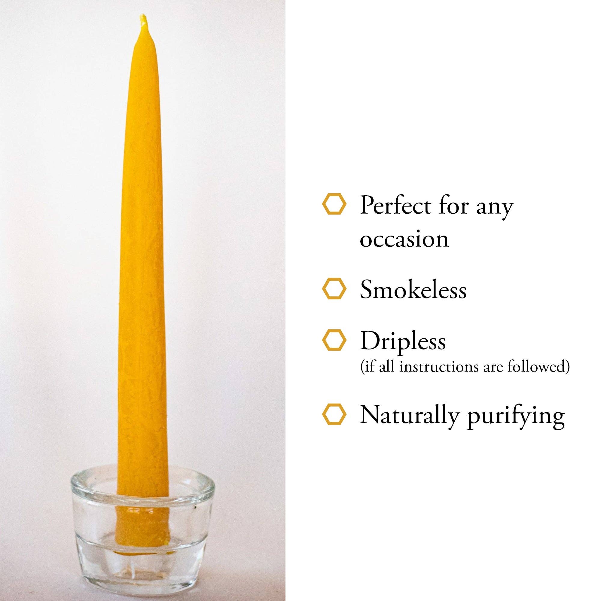 BeeTheLight - Vente Bougies/bougeoirs coniques - Bougie en cire d’abeille pure 100 % style effilé trempée 21,3 cm x 2,2 cm, à l’unité16