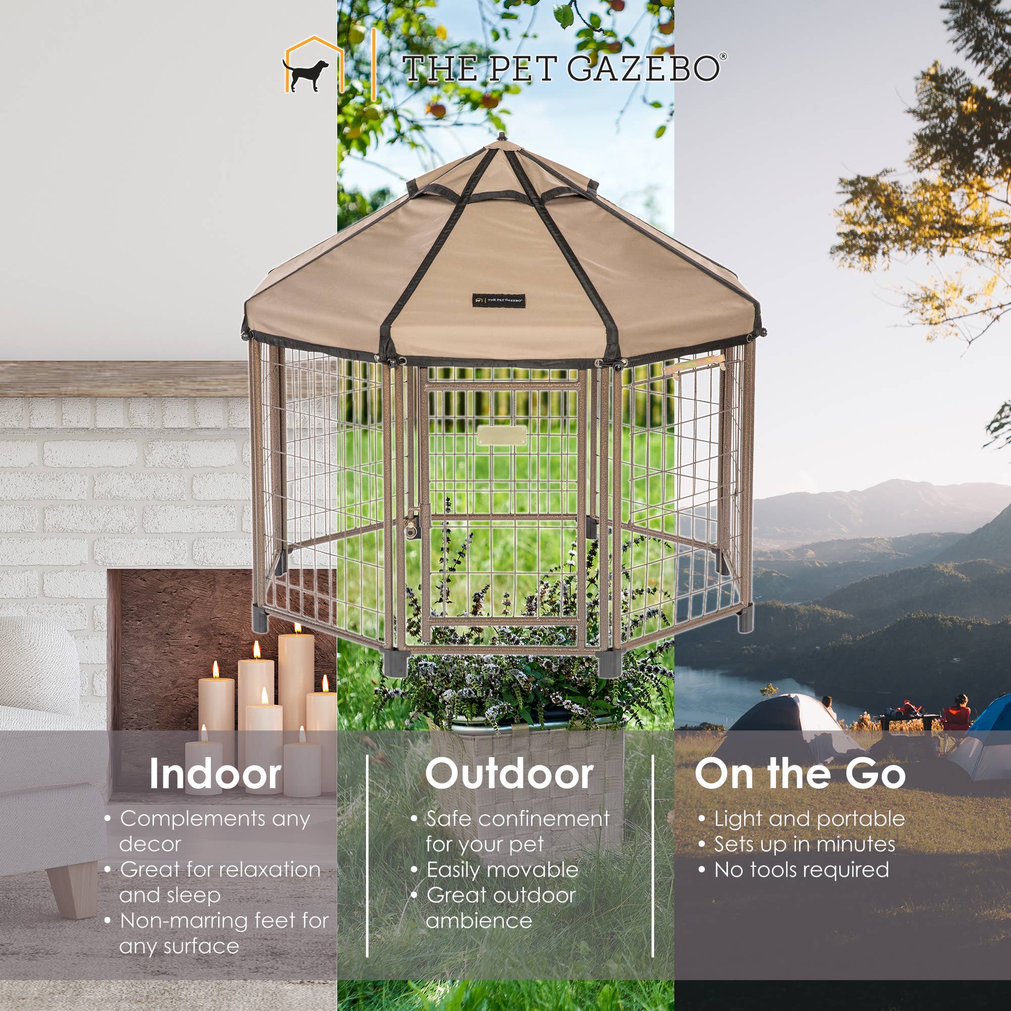 Pet Gazebo - Wholesale Pet Carrier - Cat/Dog - Portable Indoor Outdoor Dog Kennel with Waterproof Cover, 4'8