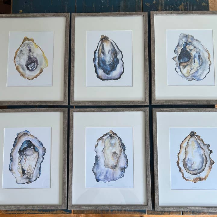 Melissa Dayton Art and Design - Wholesale Art Print - Oyster Fine Art Prints- set 6-framed1