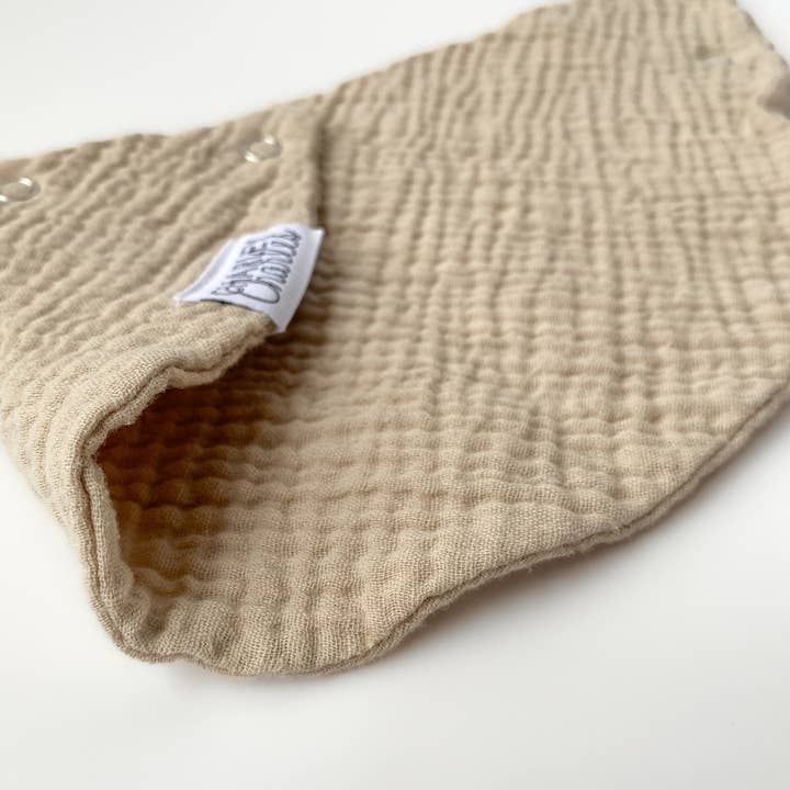 Charley Charles - Wholesale Bib - Baby - LIGHT TAN Lightweight Cotton Gauze Baby Scarf Bib2