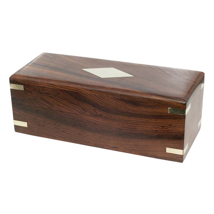 Madison Bay Co. - Historical Home Decor Reproductions - Wholesale Decorative Box - 8-1/2" Wood Telescope Box with Brass Diamond Inlay