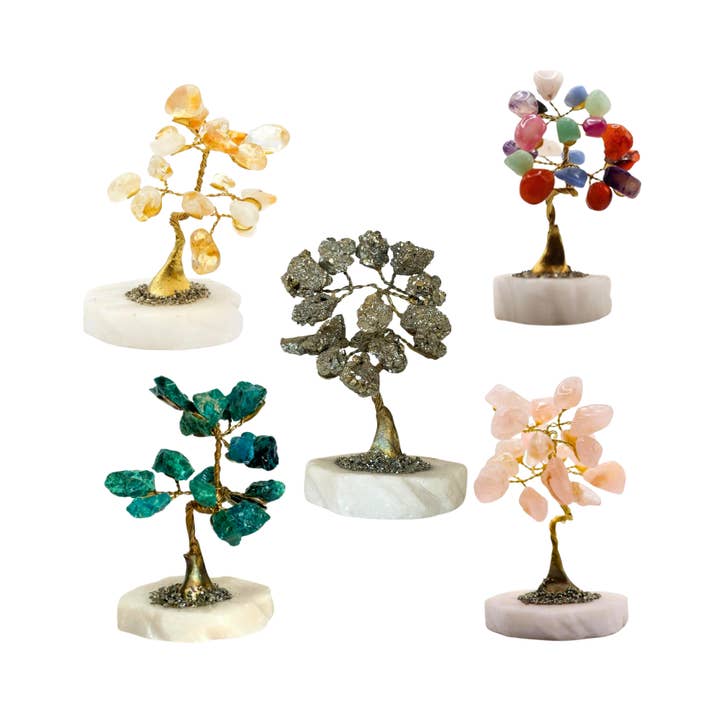 Set of 5 Crystal Little Trees for wholesale by Earths Elements Wholesale