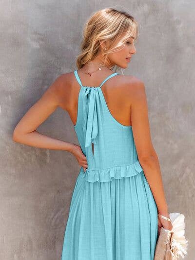 ClassiQ - Wholesale Dress - Women's - Ruffled Sleeveless Tiered Maxi Dress with Pockets10