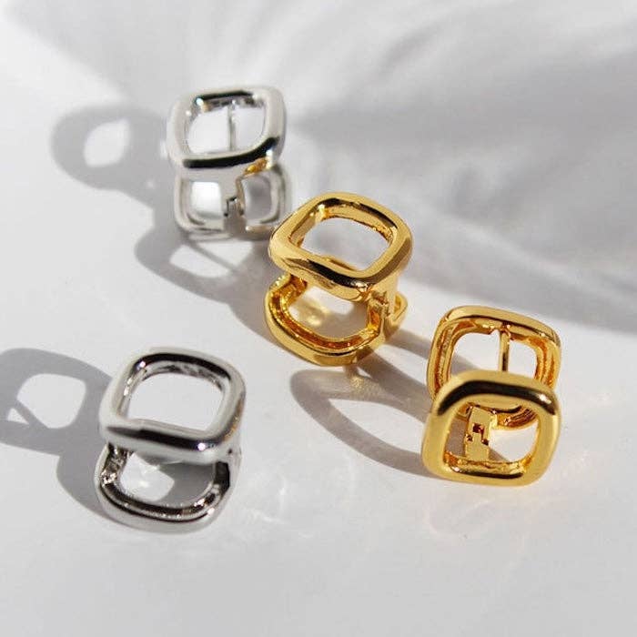 LanLivia - Wholesale Stud/Post Earrings - Minimalist Square Frame Ear Buttons3
