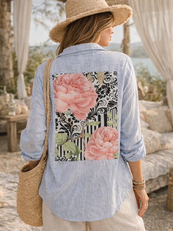 Éden Rose Patchwork Shirt for wholesale by The Nu Vintage