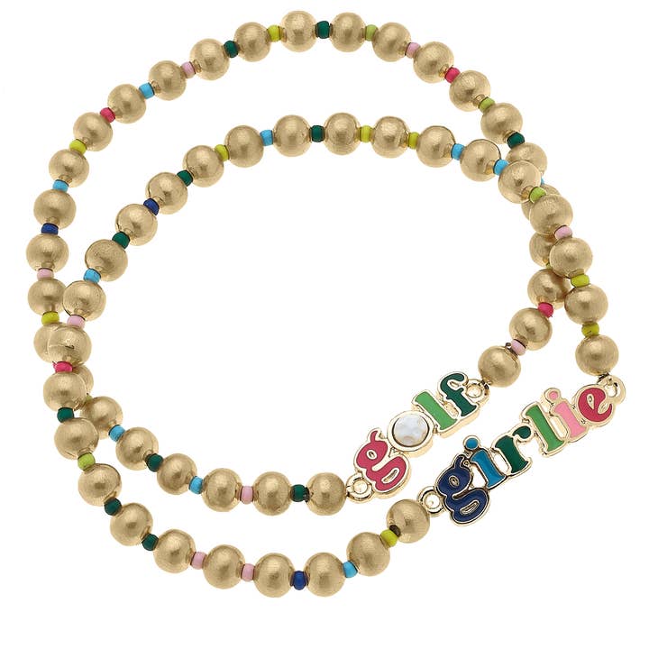 Golf Girlie Regnbågsboll Pärlarmband Set om 2 för wholesale av Canvas Style