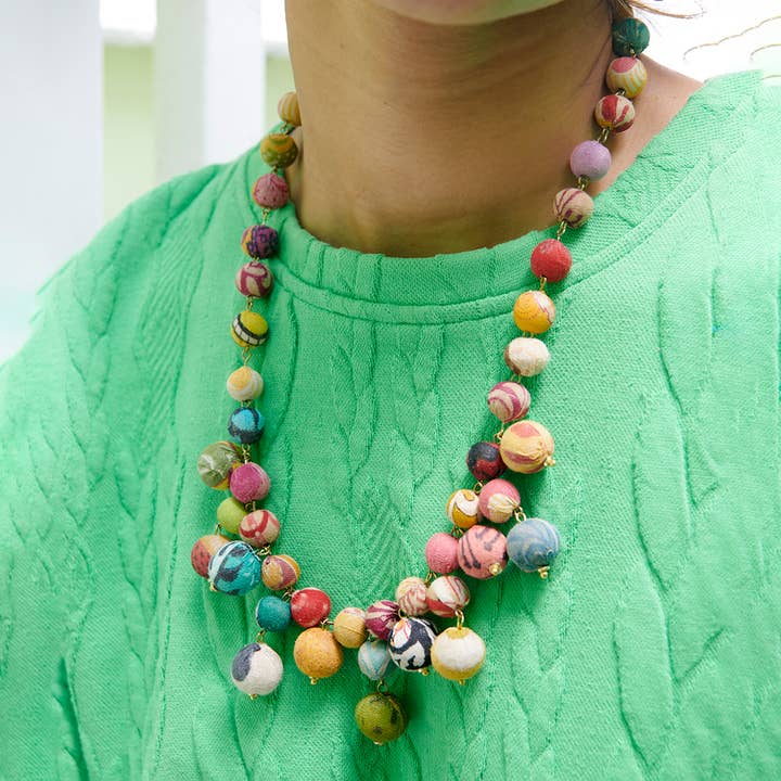 WorldFinds - Wholesale Beaded/Pearl Necklace - Kantha Bloom Necklace