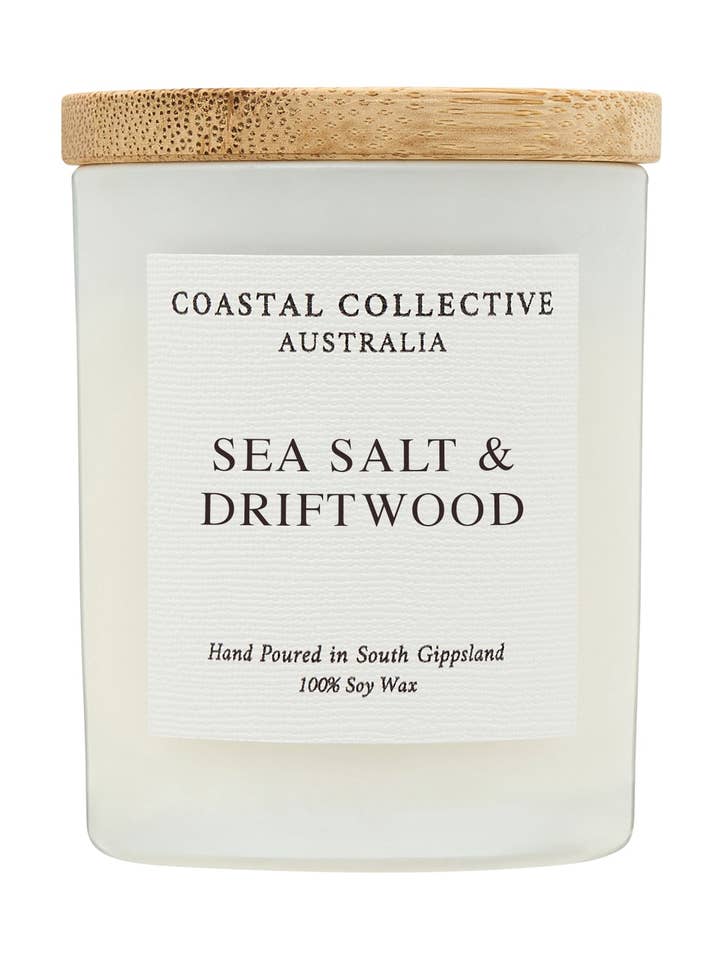 BOUGIE MINI POT SEL DE MER ET BOIS FLOTTÉ pour la vente par Coastal Collective Australia