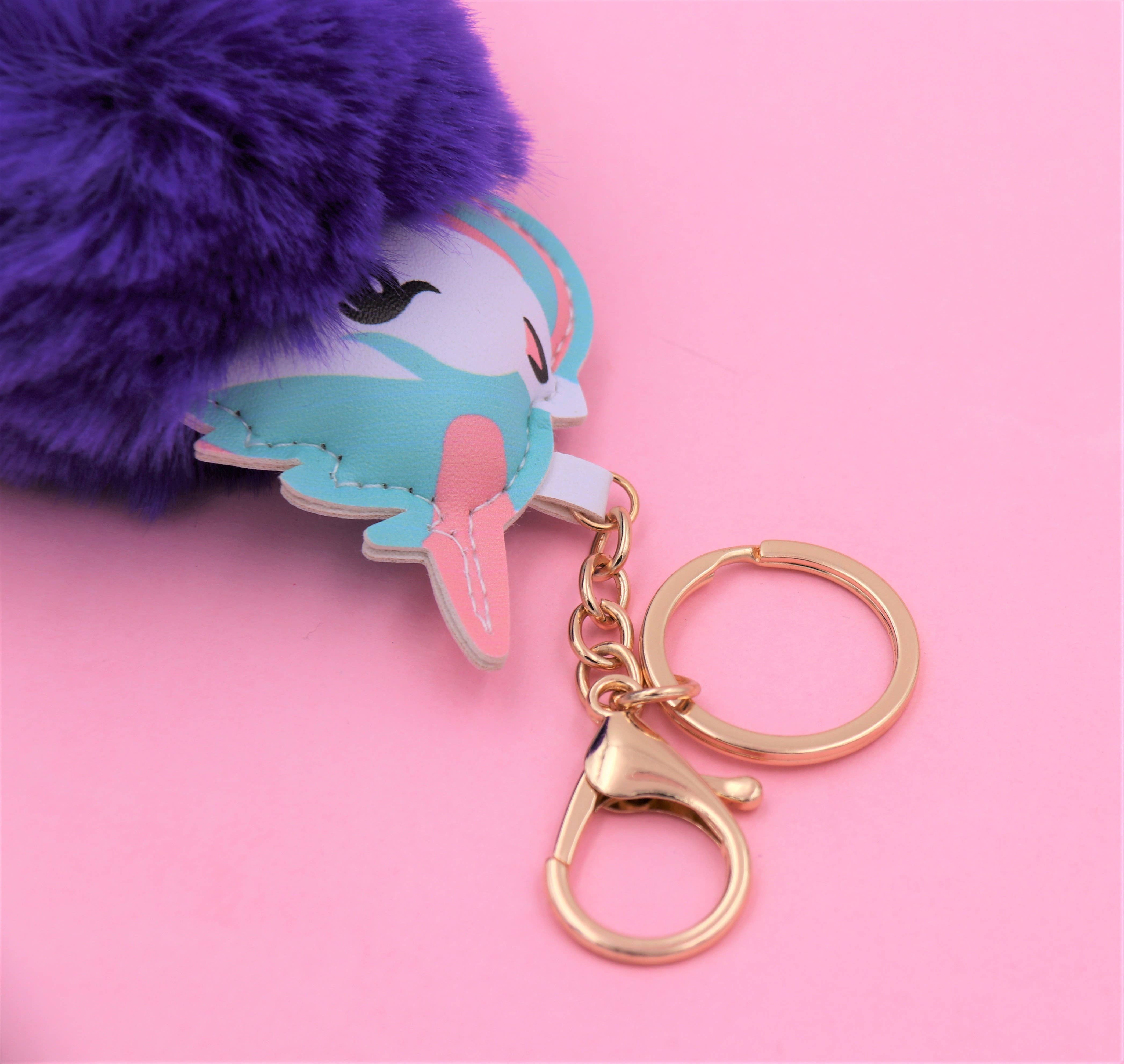 Real Sic - Wholesale Keychain - Unisex - Cute Animal Faux Fur Fluffy Fuzzy Pom Pom Keychain - Unicorn16