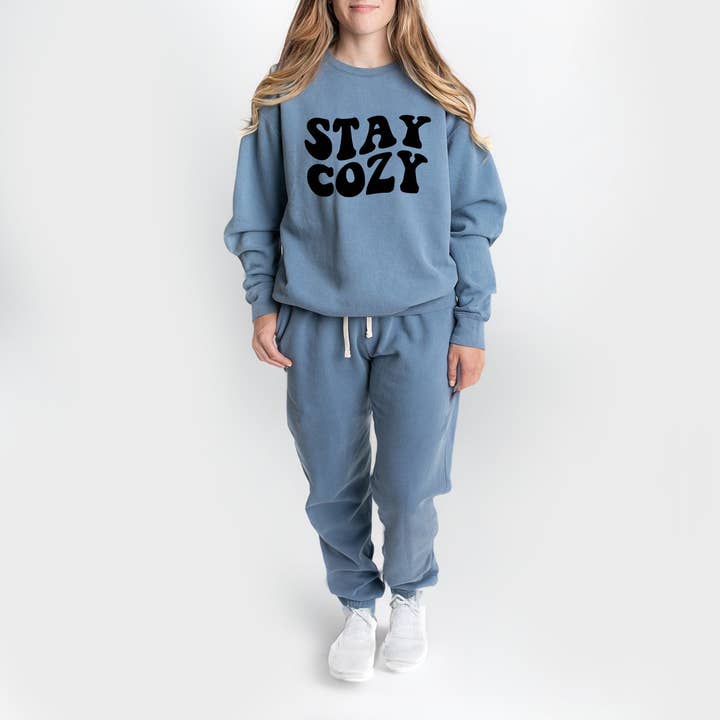 Stay Cozy | Lightweight Garment Dyed Sweatshirt Set for wholesale by Olive And Ivory Wholesale