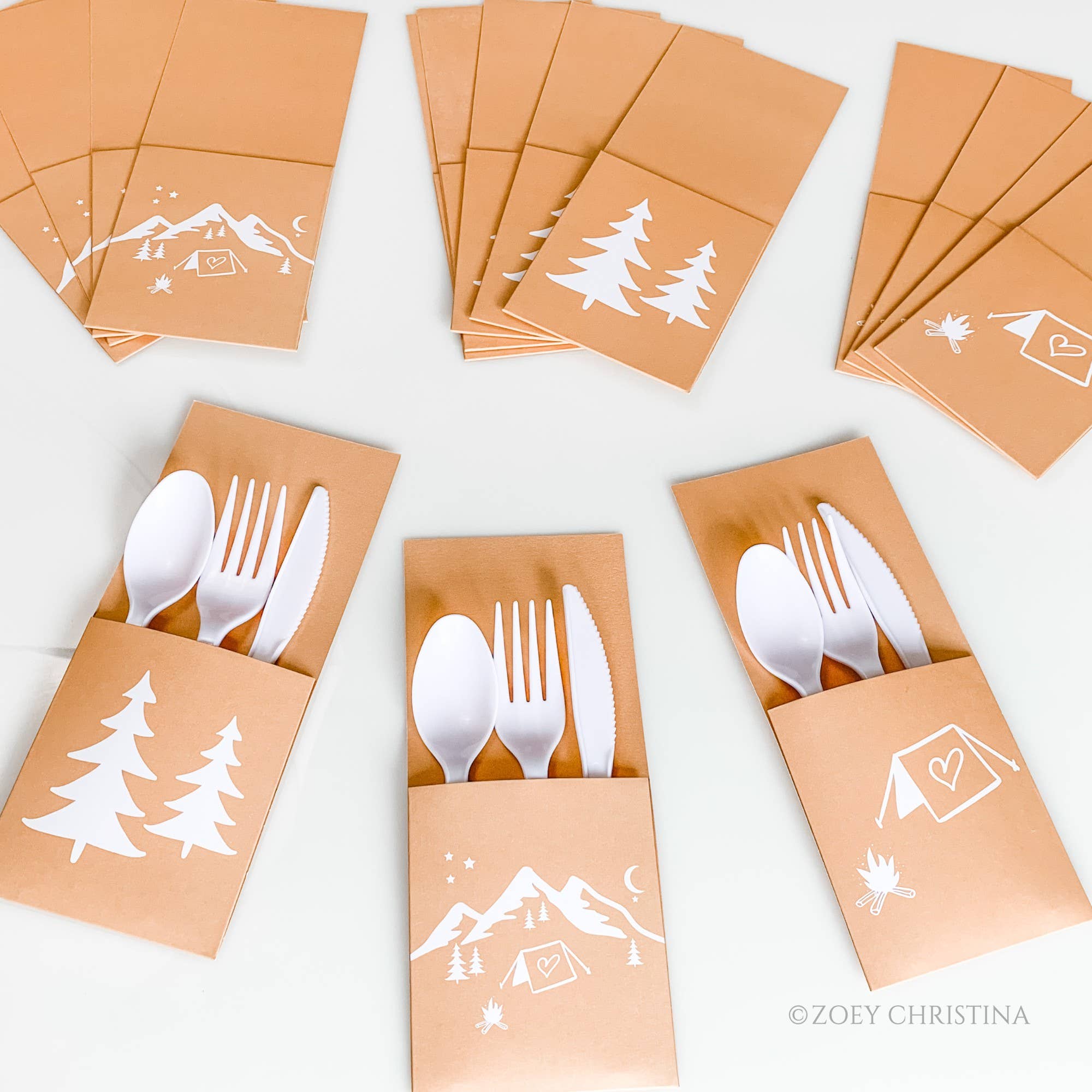 Zoey Christina – wholesale Cutlery set – Camp-Themed Utensil Set with Holders - 64-Piece Set0