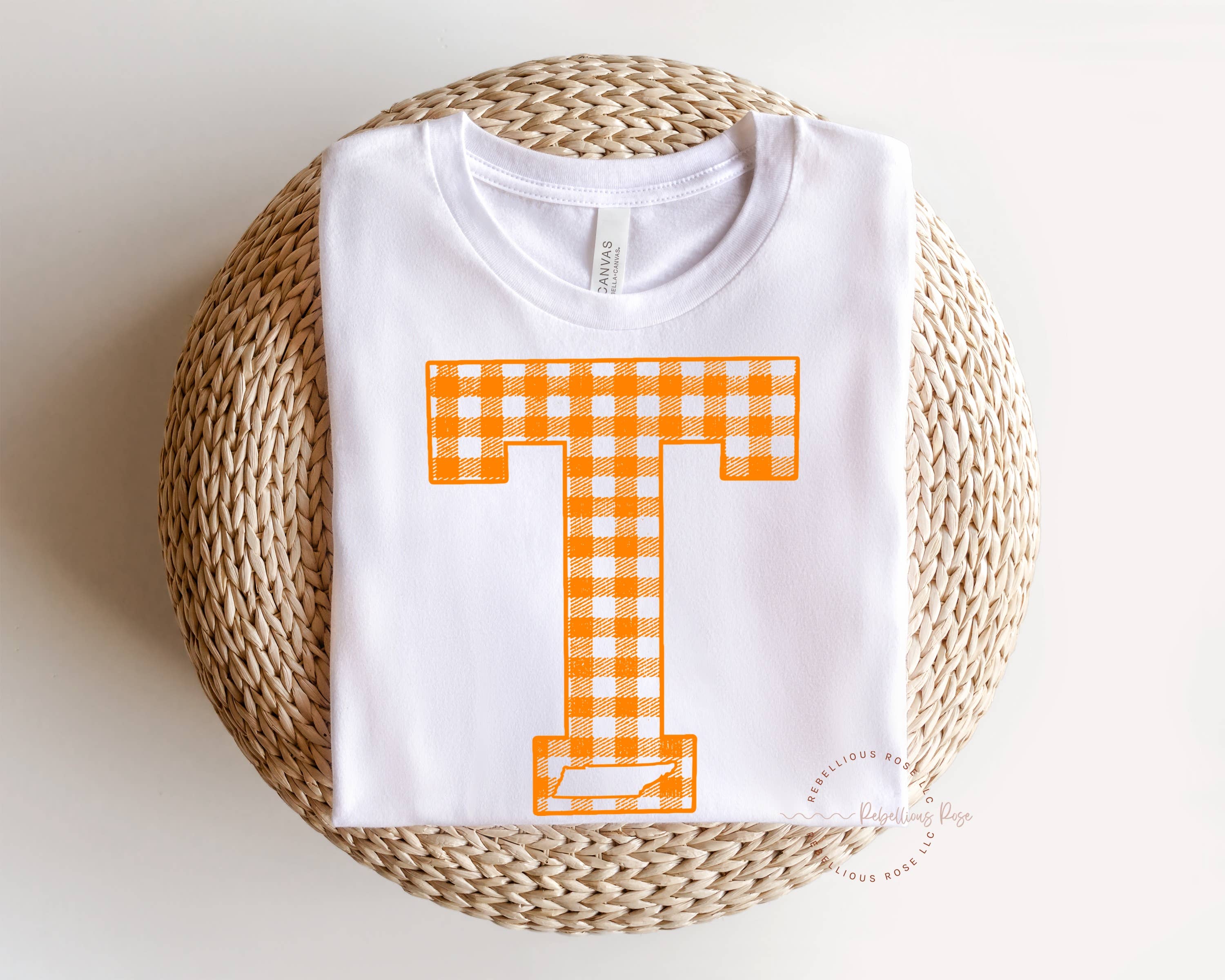 Rebellious Rose LLC - Wholesale Tunic - Women's - Checkered Tennessee Vols Graphic Tee2