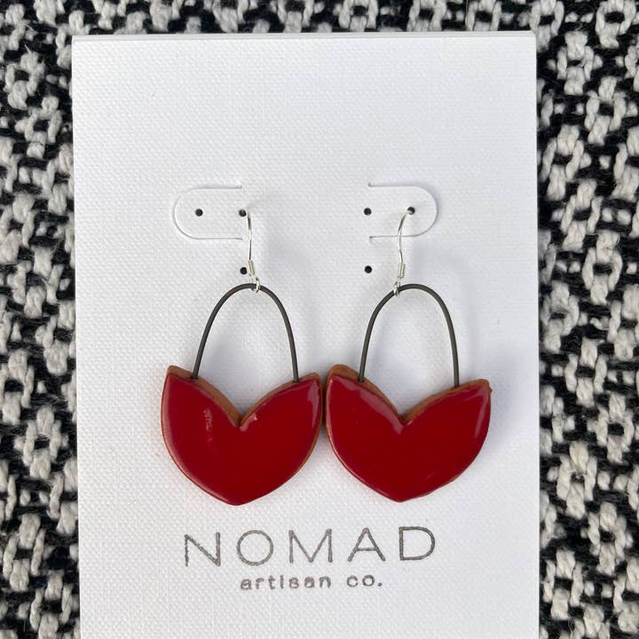 Red Handmade Terracotta Ceramic Dangle Earrings ) for wholesale by Nomad Artisan Company