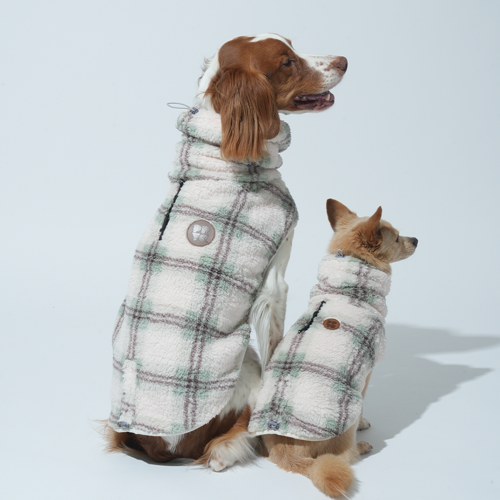 Puppy Gallery – Poncho para cão - Cão por atacado – Poncho de Padrão Xadrez em Fleece Chouchou4