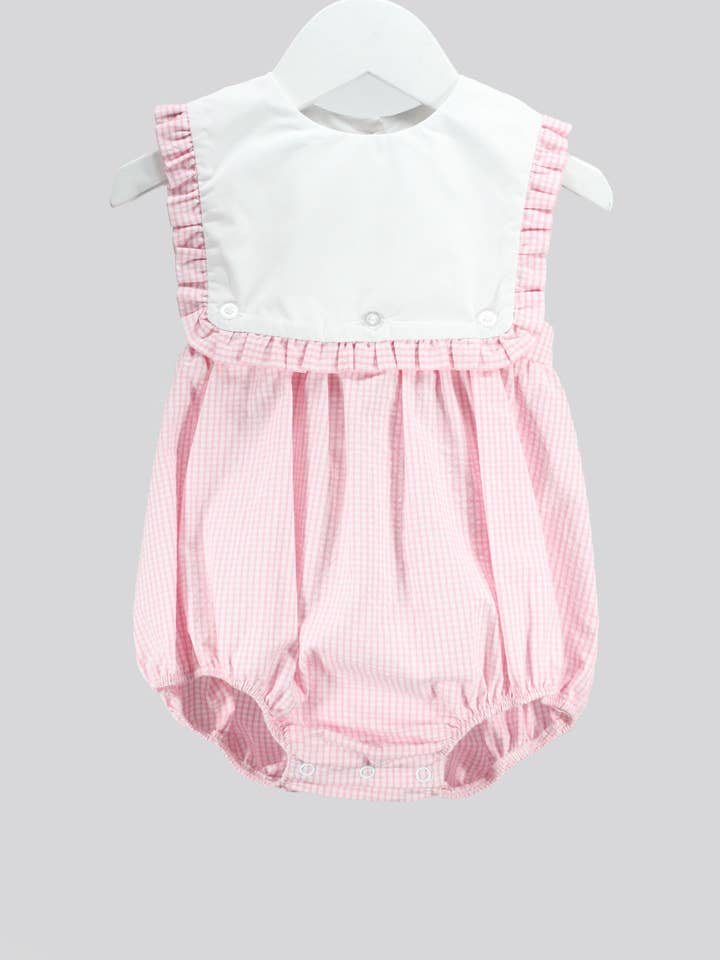 Pink Gingham Straps Blair Bubble for wholesale by Baby Blessings Clothing