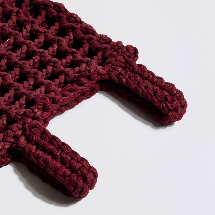 The Mama Made - Wholesale Tote Bag - Women's - “Thalia” crochet chequered wrist bag burgundy19