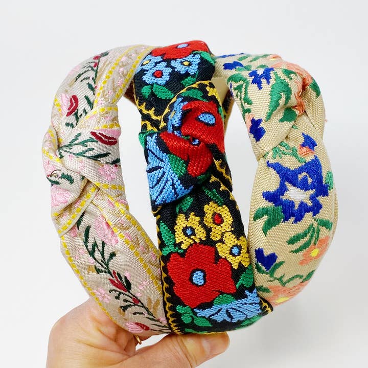 Ellison+Young - Wholesale Fashion Headband - Women's - French Floral Embroidered Headband