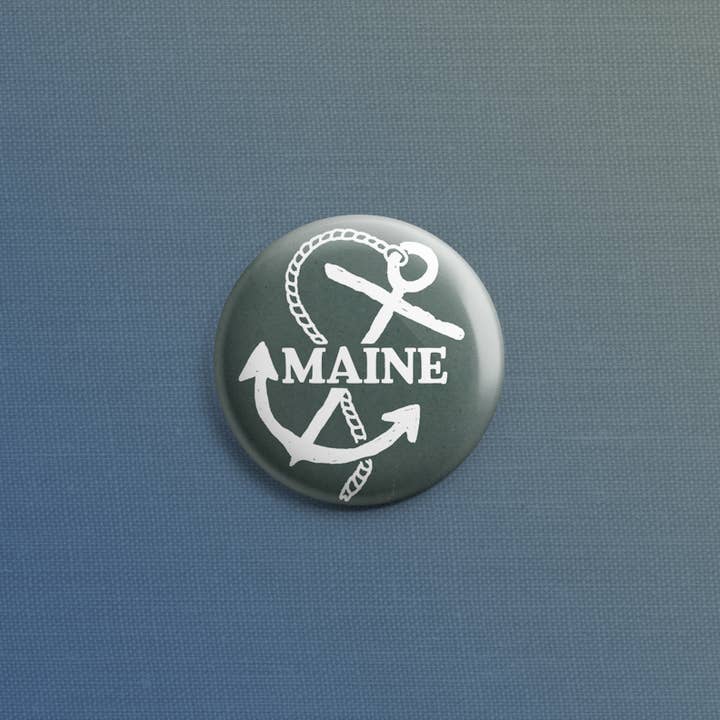 Maine Anchor 1inch Pin for wholesale by Quiet Tide Goods