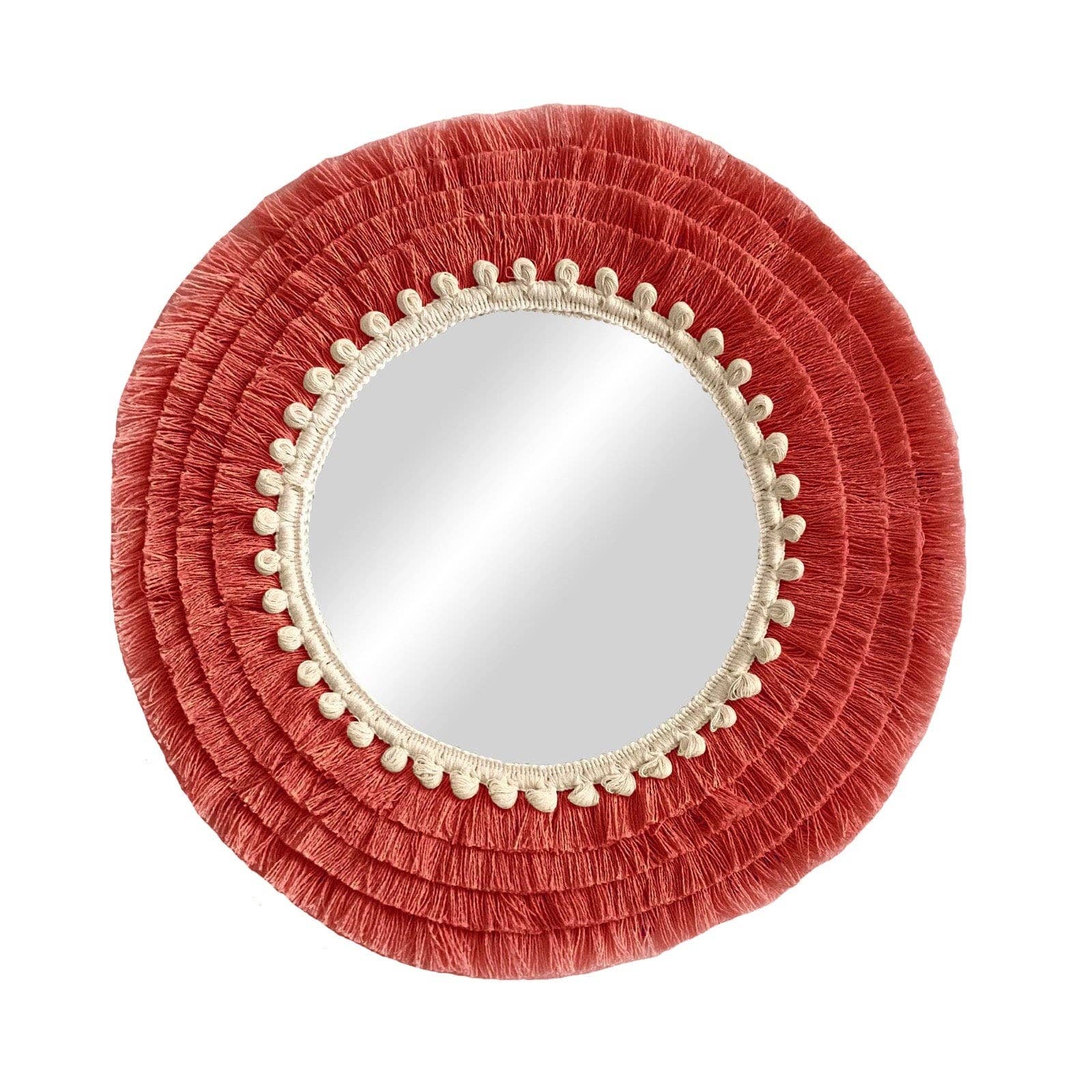 Geometrik Design - Wholesale Wall Stone - Round Wall Mirror With Cotton Fringe Boho Decor6
