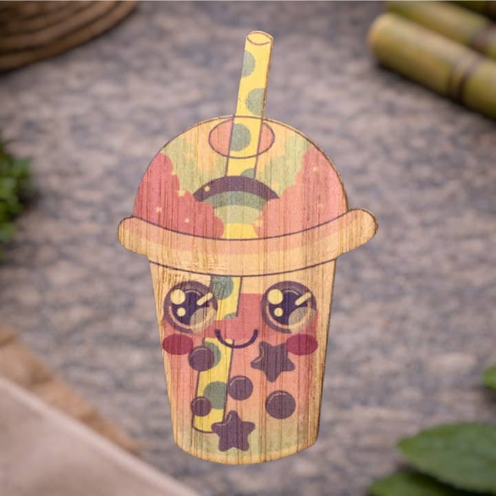Kawaii Bubble Tea for wholesale by Bamboo Wood Stickers