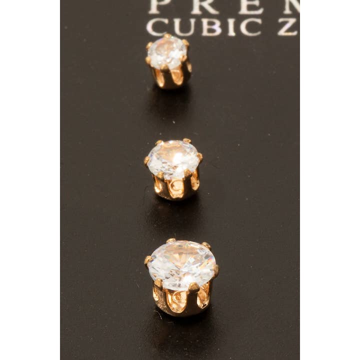 Fame Accessories - Wholesale Stud/Post Earrings - 3Pc Small Cubic Zirconia Circle Stud Earrings Set3
